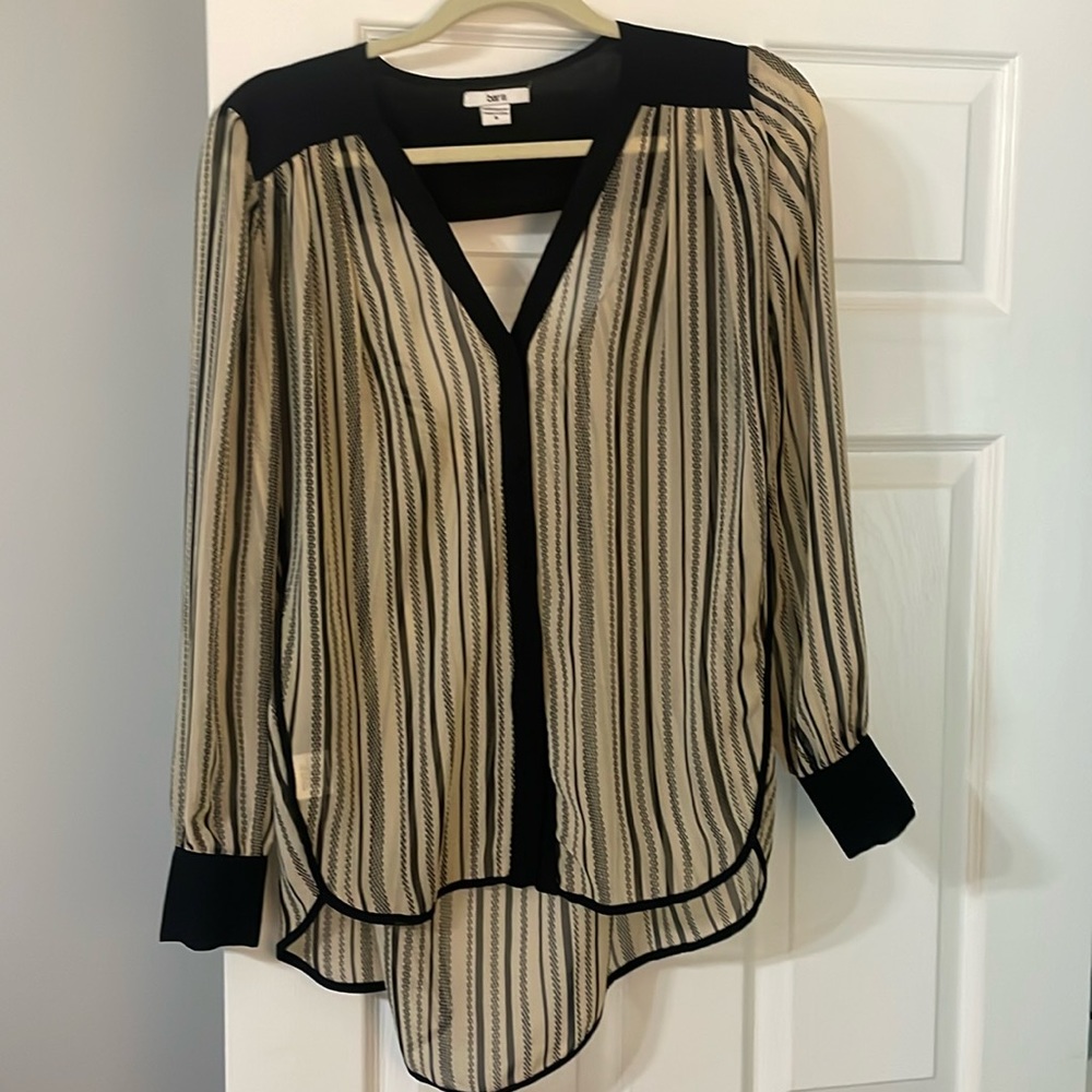 Bar III sheer black/beige blouse size small